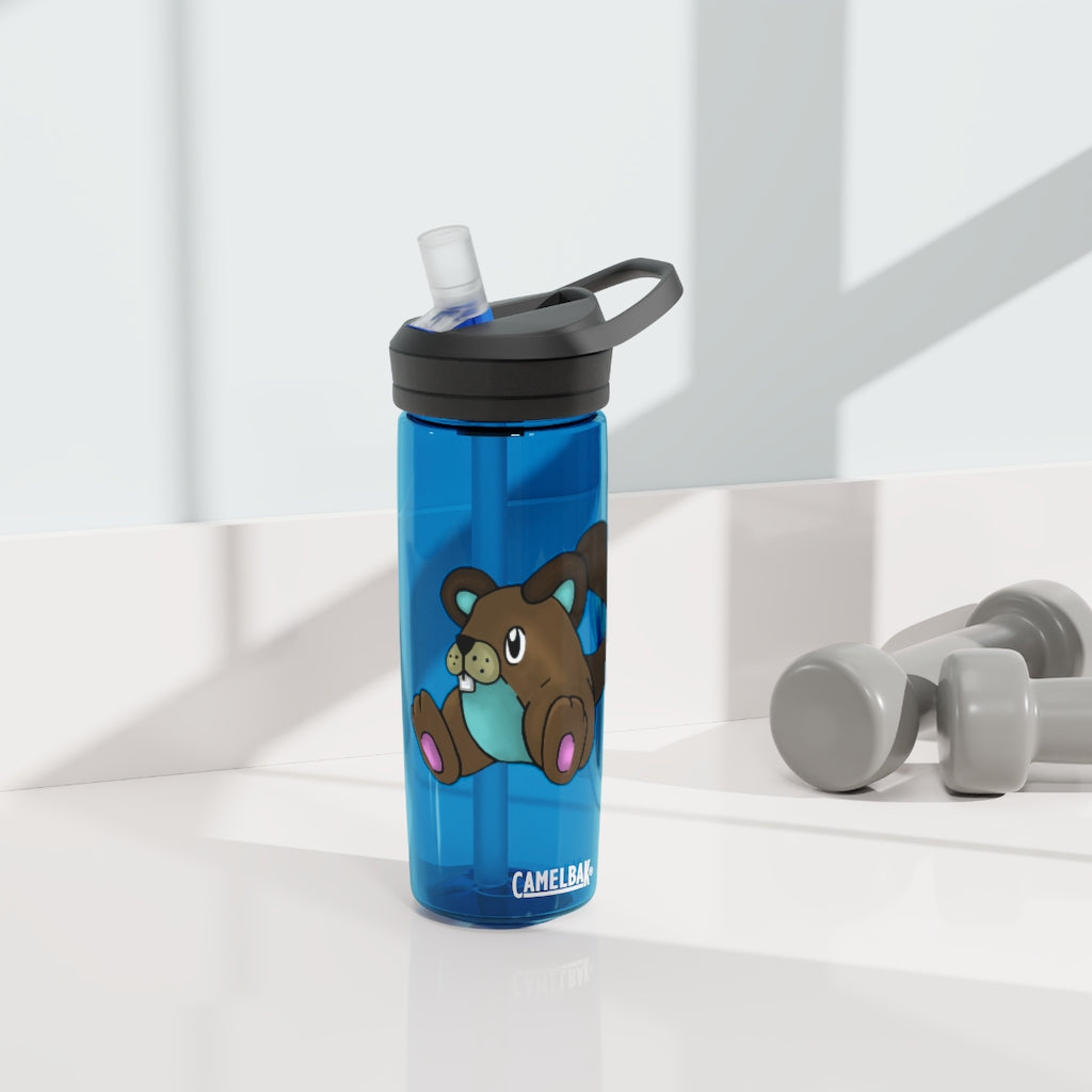 Personalized CamelBak Eddy® water bottle in 20oz and 25oz sizes, made from durable Tritan™ material, featuring a spill-proof biting valve.